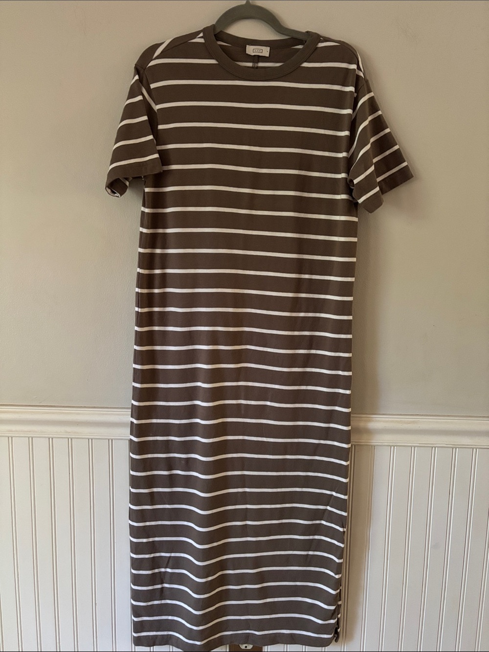 AYR Tee Shirt Midi Dress Stripe Short Sleeve 100% Cotton